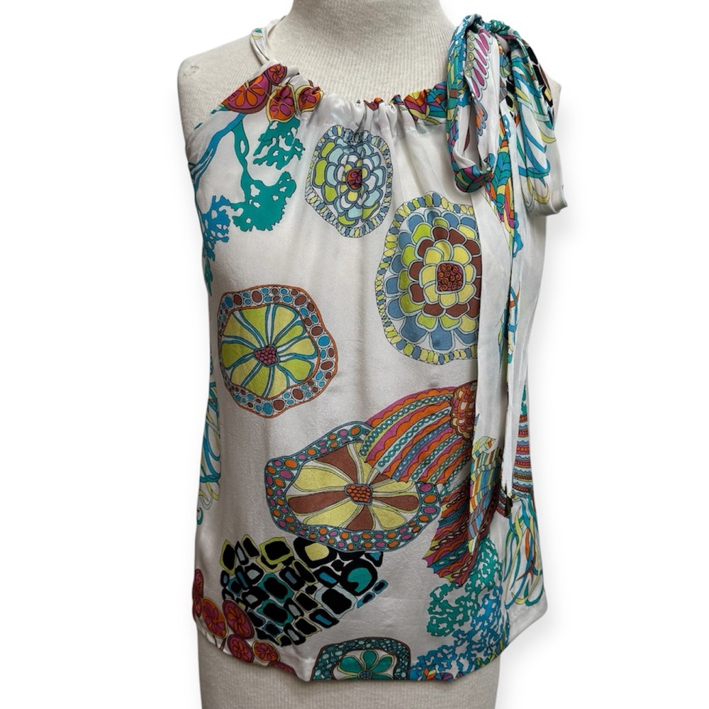 Banana Republic Trina Turk Collection Groovy Tropical 100% Silk Halter Top 8